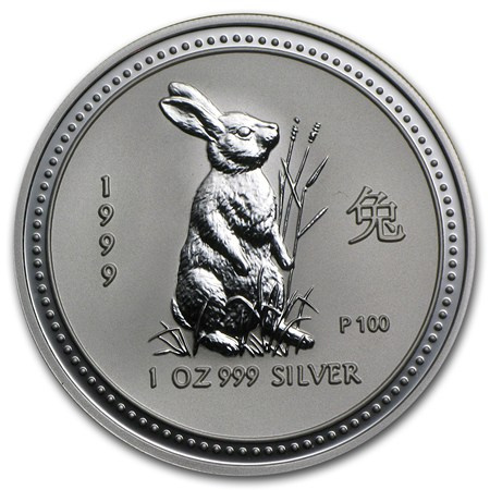 Srebrna moneta Lunar I Rok Królika 1999 1 oz (24h)