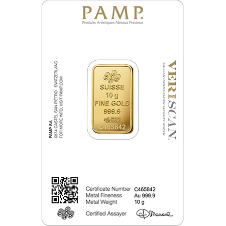 Sztabka złota PAMP 10 g (48h)