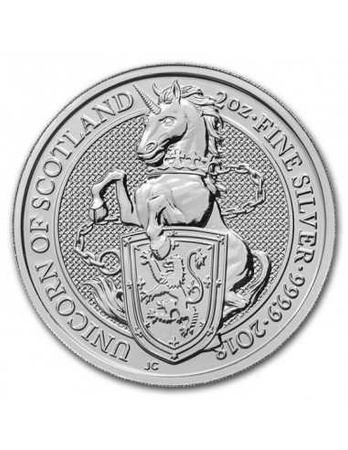 Srebrna moneta z serii Bestie Królowej: UNICORN OF SCOTLAND 2018 2 oz (24h)