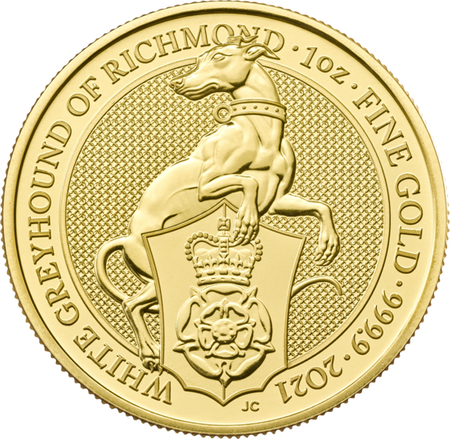 Moneta złota z serii Bestie Królowej: Biały Chart z Richmond 2021 1 oz (48h)