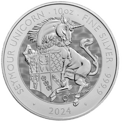 Moneta srebrna z serii Bestie Tudorów: SEYMOUR UNICORN 2024 10 oz (48h)