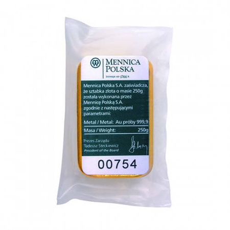 Sztabka złota Mennica Polska 250 g (48h) 