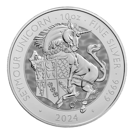 Srebrna moneta Bestie Tudorów: SEYMOUR UNICORN 2024 10 oz (24h)
