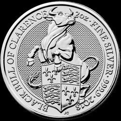 Srebrna moneta z serii Bestie Królowej: BLACK BULL OF CLARENCE 2018 2 oz (24h)