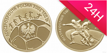 Złota moneta NBP XVIII Mistrzostwa Świata w piłce nożnej Niemcy 2006 100 zł 8 g (24h)