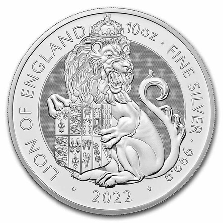 Srebrna moneta Bestie Tudorów: LION OF ENGLAND 2022 10 oz (24h)