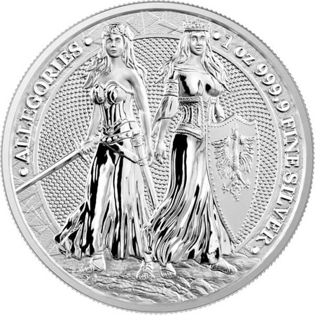 Srebrna moneta Allegories: Polonia & Germania 2022 1 oz (24h) 