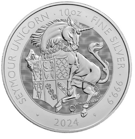 Moneta srebrna z serii Bestie Tudorów: SEYMOUR UNICORN 2024 10 oz (48h)