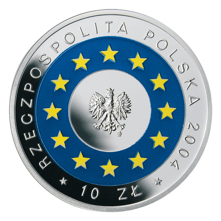 Moneta srebrna 10 zł - WSTĄPIENIE POLSKI DO UNII EUROPEJSKIEJ - 2004 (24h)