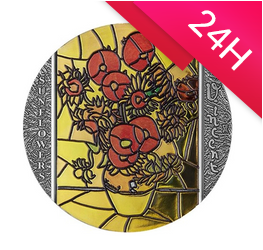 Srebrna moneta 10 Cedi Słoneczniki, Vincent Van Gogh - Witraże