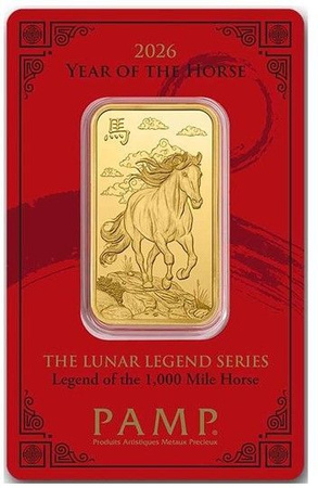 Sztabka złota PAMP Lunar Rok Konia 2026 1 oz (48h)