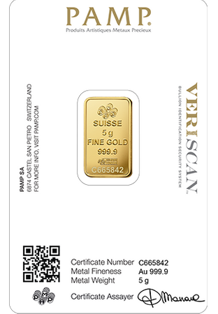 Sztabka złota PAMP 5 g (48h)