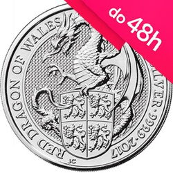 Moneta srebrna z serii Bestie Królowej: RED DRAGON OF WALES 2 oz (48h)