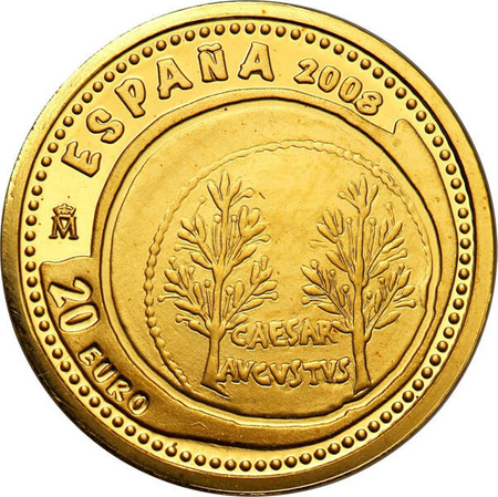 Złota moneta z serii NAJMNIEJSZE MONETY ŚWIATA - Replika Aureusa Oktawiana Augusta 1/25 oz  (24h)