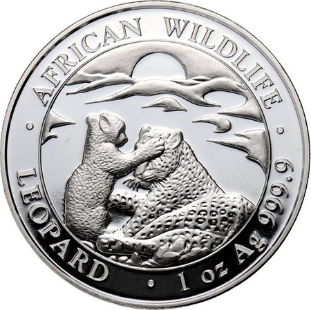 African Wildlife Leopard 1 oz srebro moneta 2019 24h