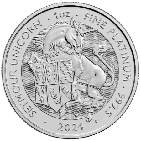 Platynowa moneta z serii Bestie Królowej: Seymour Unicorn (Jednorożec) 2024 1 oz (24h)