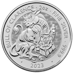 Srebrna moneta z serii Bestie Tudorów: BLACK BULL OF CLARENCE 2023 2 oz (24h)