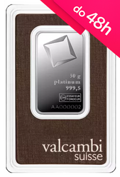 Sztabka platyny Valcambi 50 g (48h)