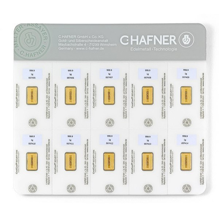 Sztabki złota C-Hafner SmartPack 10 x 1 g (48h)