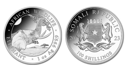 Srebrna moneta z serii African Wildlife: Słoń Somalijski 1 oz (24h)