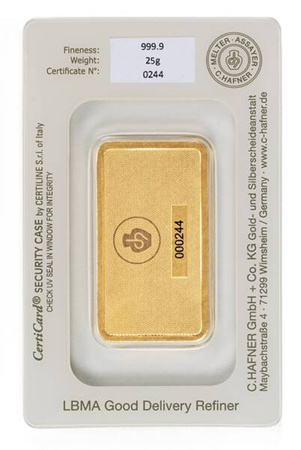 Sztabka złota CertiCard 25 g (48h)