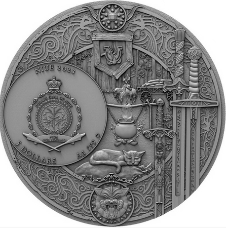 Srebrna moneta CHRZEST OGNIA - WIEDŹMIN  5$ 2 oz (48h)