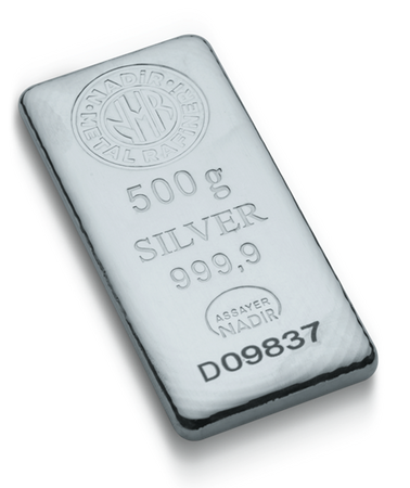 Sztabka srebra 500 g LBMA Nadir Metal Rafineri (24h)