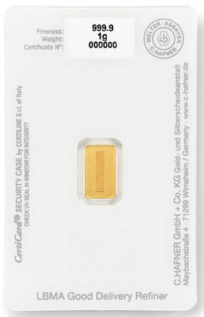 Sztabka złota C.Hafner For You - kolor biały 1 g (48h)