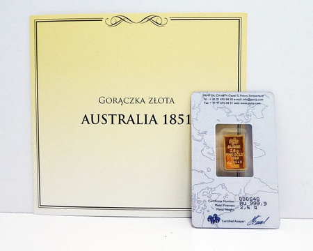 Sztabka złota PAMP seria GORĄCZKA ZŁOTA - Australia 2,5 g (24h)