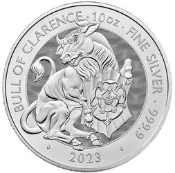 Moneta srebrna z serii Bestie Tudorów: BLACK BULL OF CLARENCE 2023 10 oz (24h)