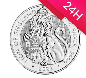 Srebrna moneta Bestie Tudorów: LION OF ENGLAND 2022 2 oz (24h)