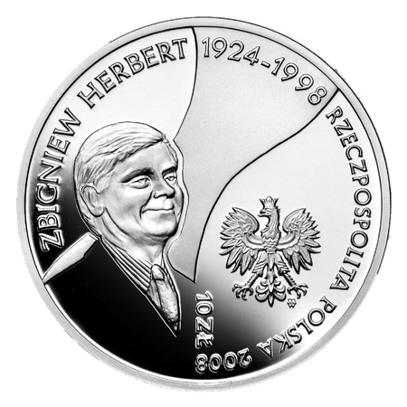 Moneta srebrna 10 zł - ZBIGNIEW HERBERT - 2008 (24h)