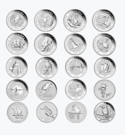 20 x moneta srebrna Kookaburra 1 oz - 20th EDITION SILVER BULLION COIN SET(24h)