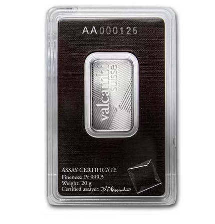 Sztabka platyny Valcambi 20 g 