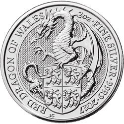 Srebrna moneta z serii Bestie Królowej: WHITE HORSE OF HANOVER 2020 2 oz (24h)