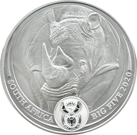 Moneta srebrna z serii  Big Five III:  Rhino 2020 1 oz (48h)
