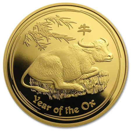Złota moneta z serii Lunar III: Rok Wołu 2021 1/10 oz (24h)