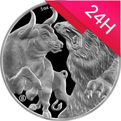 Srebrna moneta Bull & Bear  1 oz (24h)