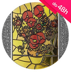 Moneta srebrna 10 Cedi Słoneczniki, Vincent Van Gogh - Witraże (48h)