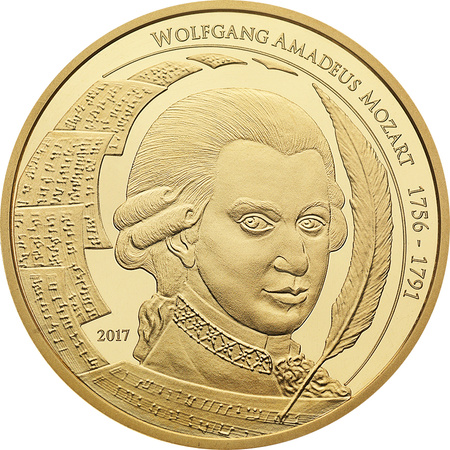 Złota moneta WOLFGANG AMADEUSZ MOZART 1/4 (24h)