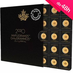 MAPLEGRAM - 25 x złota moneta Kanadyjski Liść Klonowy 1 g  (48h)