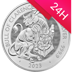 Moneta srebrna z serii Bestie Tudorów: BLACK BULL OF CLARENCE 2023 10 oz (48h)