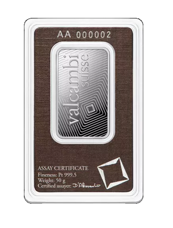 Sztabka platyny Valcambi 50 g (48h)