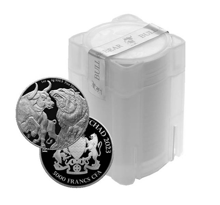 20 x srebrna moneta Bull and Bear 2023 1 oz (24h)