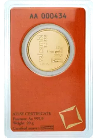 Sztabka Złota CertiCard 20g Round Bar