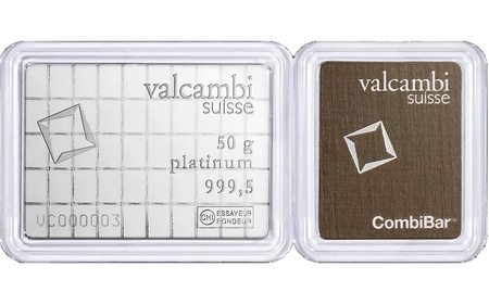 Sztabka platyny Valcambi 50 g CombiBar ®