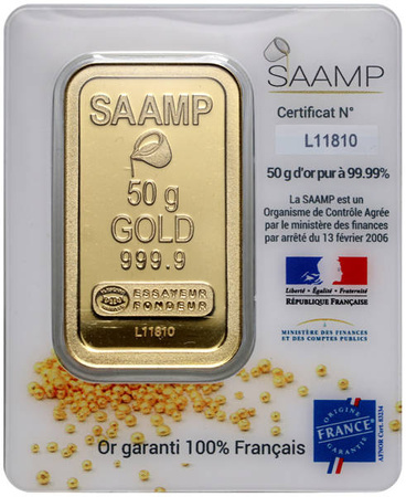 Sztabki złota SAAMP 50g (24h)