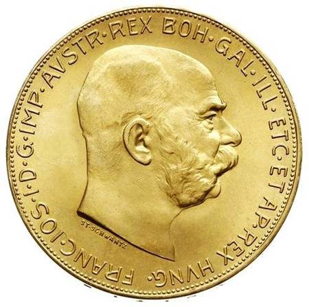 Złota moneta 100 Austriackich Koron - Franciszek Józef I (24h)