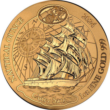 Złota moneta Nautical Ounces 155 lat  Cutty Sark - Ruanda 2024 1oz (24h)