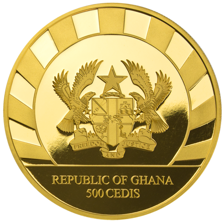 moneta złota Tygrys Szablozębny z Republiki Ghany 2020 (24h)